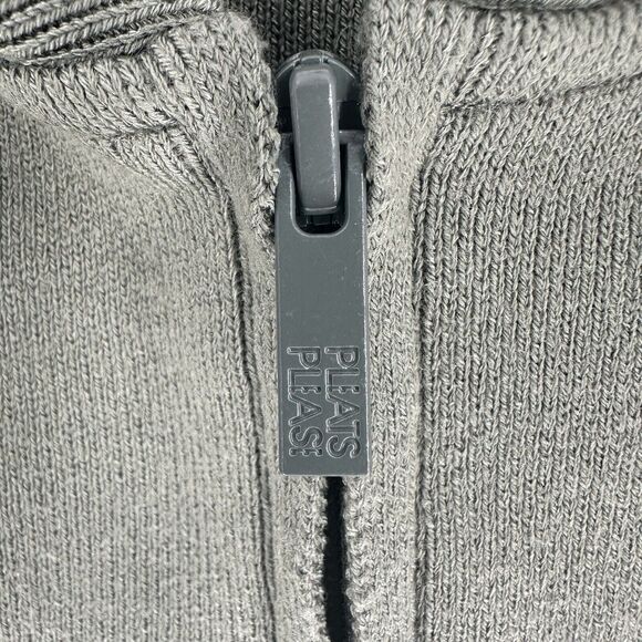 Pleats Please Issey Miyake Sweater Womens 3 Green Cardigan Hooded Zip Casual - Picture 12 of 13